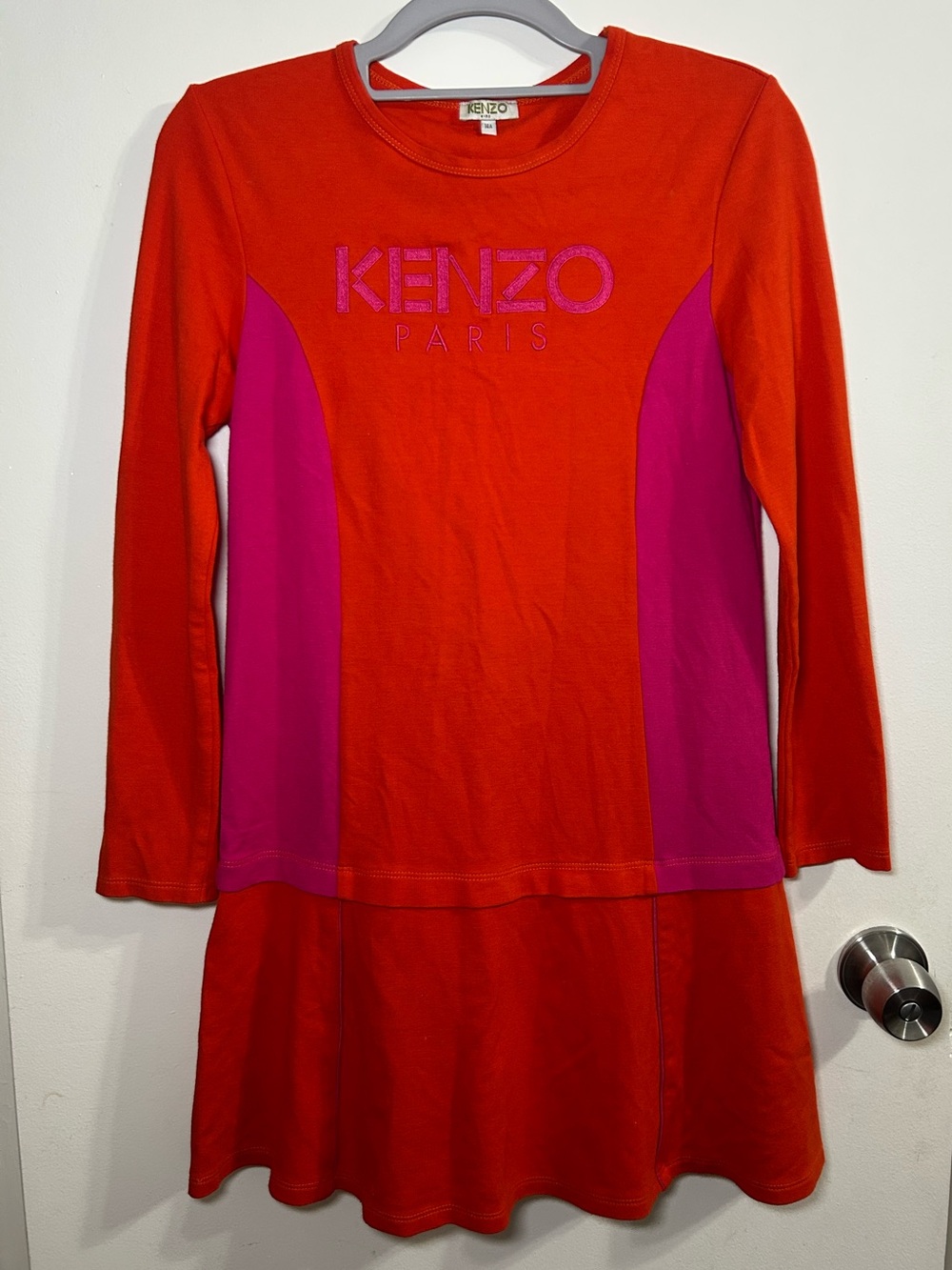 Kenzo Paris Girls' Orange and Pink Long Sleeve Dress